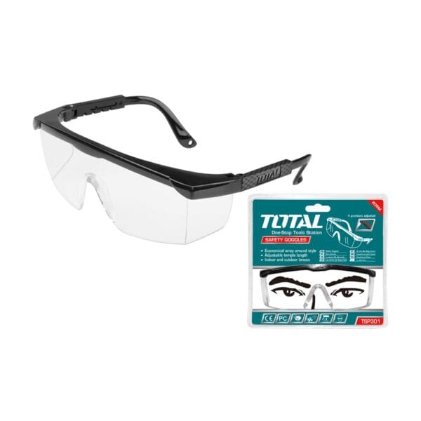 Safety Goggles With Adjustable Temple Length, TOTAL TOOLS