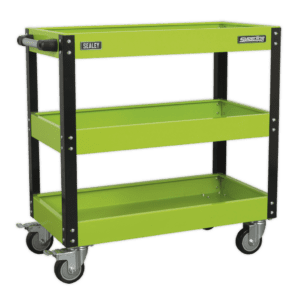 Workshop Trolley 3-Level Heavy-Duty - Hi-Vis Green, SEALEY UK