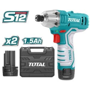 Power through projects with the TOTAL TOOLS 12V Cordless Impact Driver Set! 100NM of torque for ultimate performance.