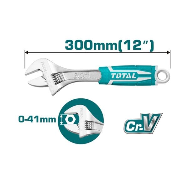 Adjustable Wrench 300mm (12") Industrial, TOTAL TOOLS