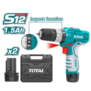 Impact Cordless 12V Drill Set, TOTAL TOOLS