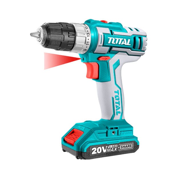 Cordless 20V Drill Set Speed: 0-400/0-1500/min Torque Settings 15+1, TOTAL TOOLS