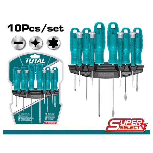 10 Pcs Screwdriver And Precision Screwdriver Set, TOTAL TOOLS