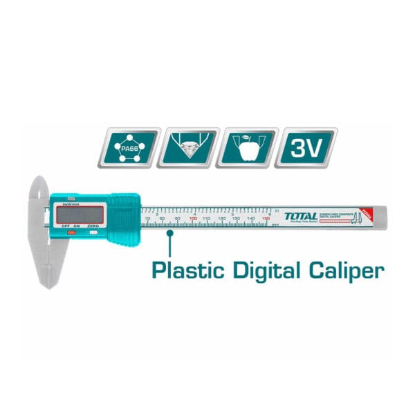 Plastic Digital Caliper 0-150mm (0-6"), TOTAL TOOLS