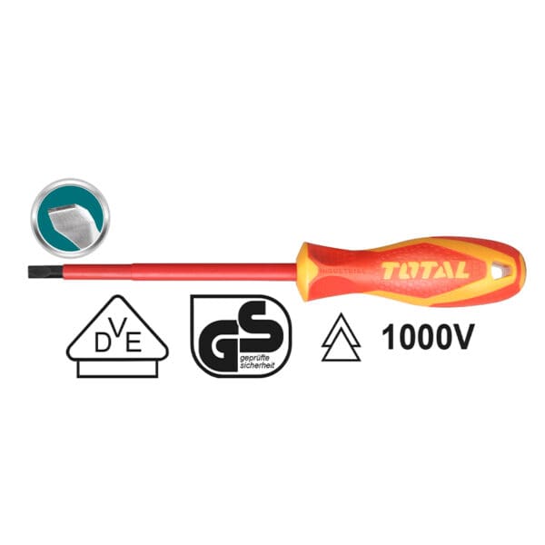 Screwdriver Insulated CR-V SL3.0×75, TOTAL TOOLS